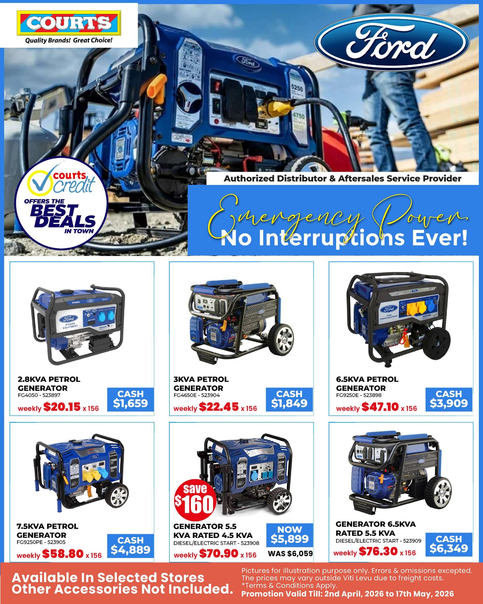 Power up anytime with Ford generators at Courts ⚡ Reliable backup, great deals, and zero interruptions guaranteed!