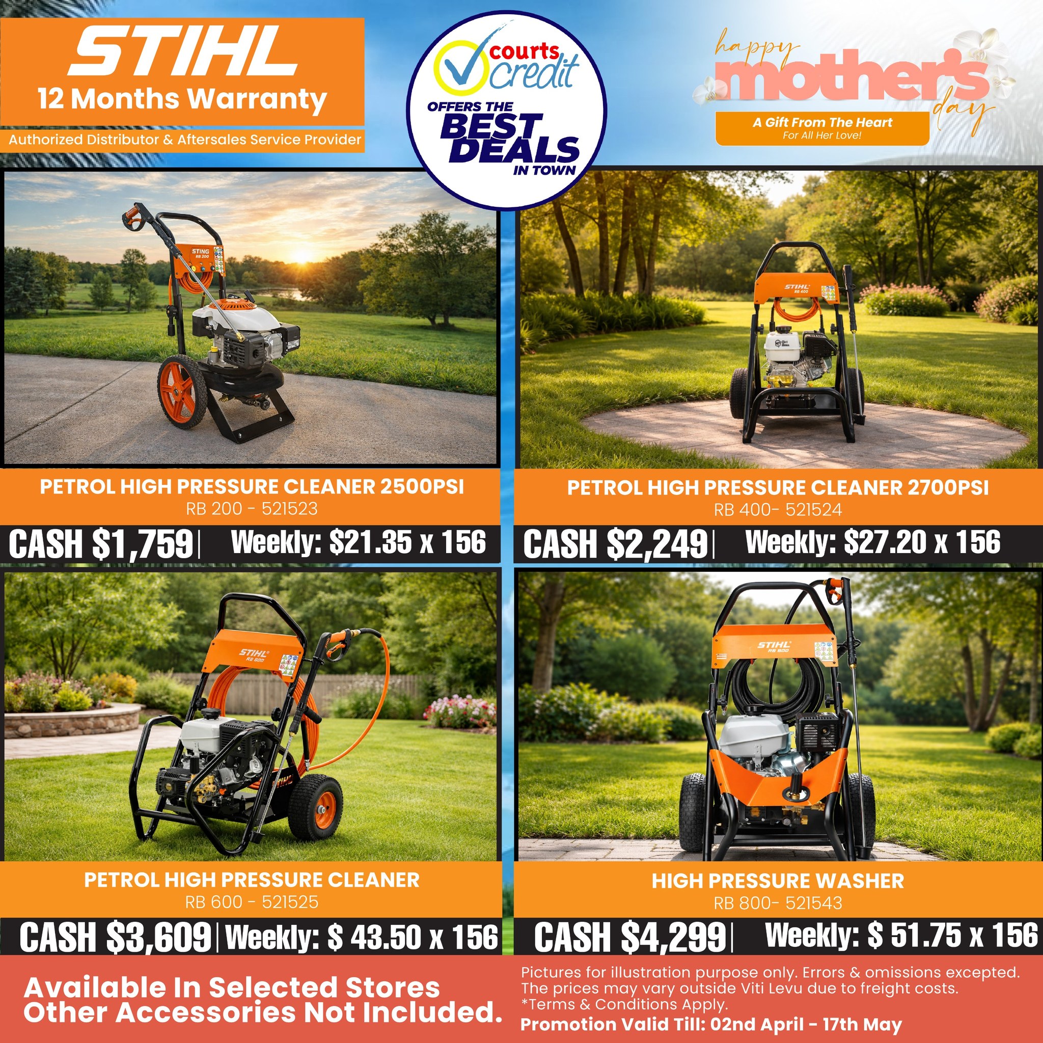 Power through any clean-up with STIHL pressure washers 💪🔥 Big deals + easy weekly payments—shop now at Courts!
