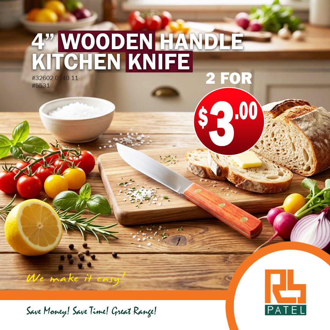 4" Wooden Handle Kitchen Knife - $3.00