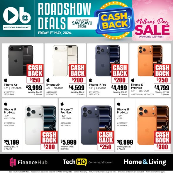 Roadshow Deals – iPhone Cashback & Mother's Day Sale