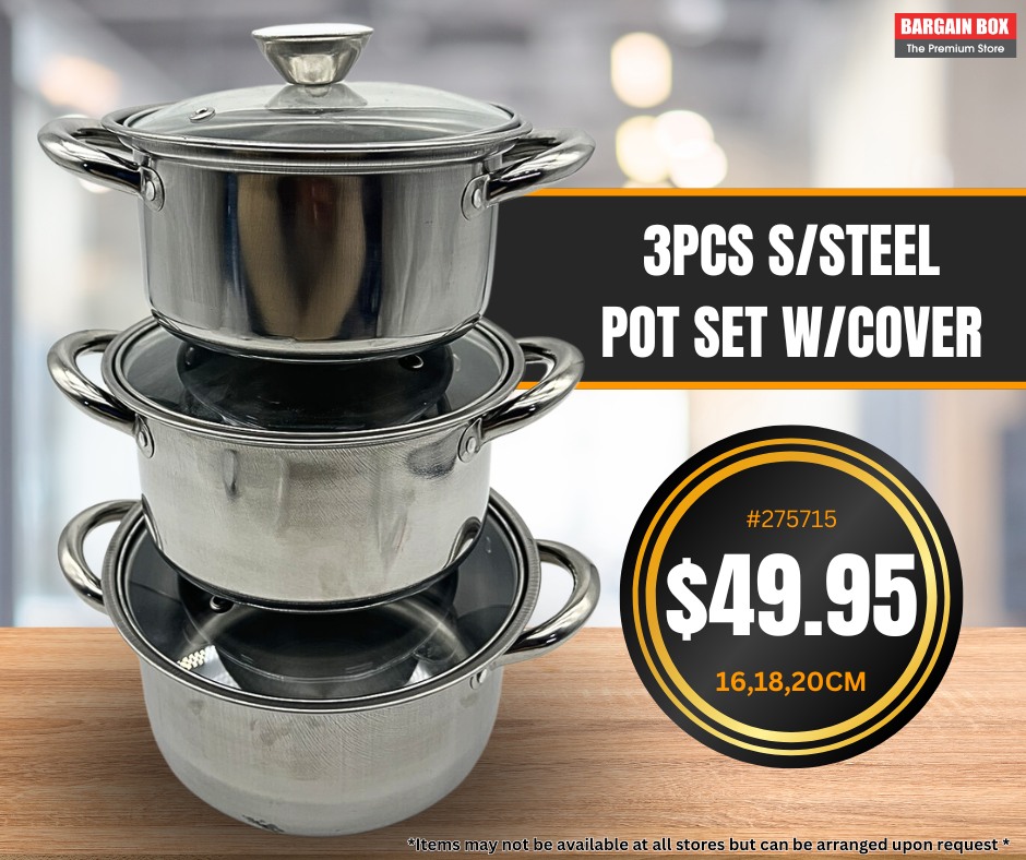 3PCS S/Steel Pot Set with Cover