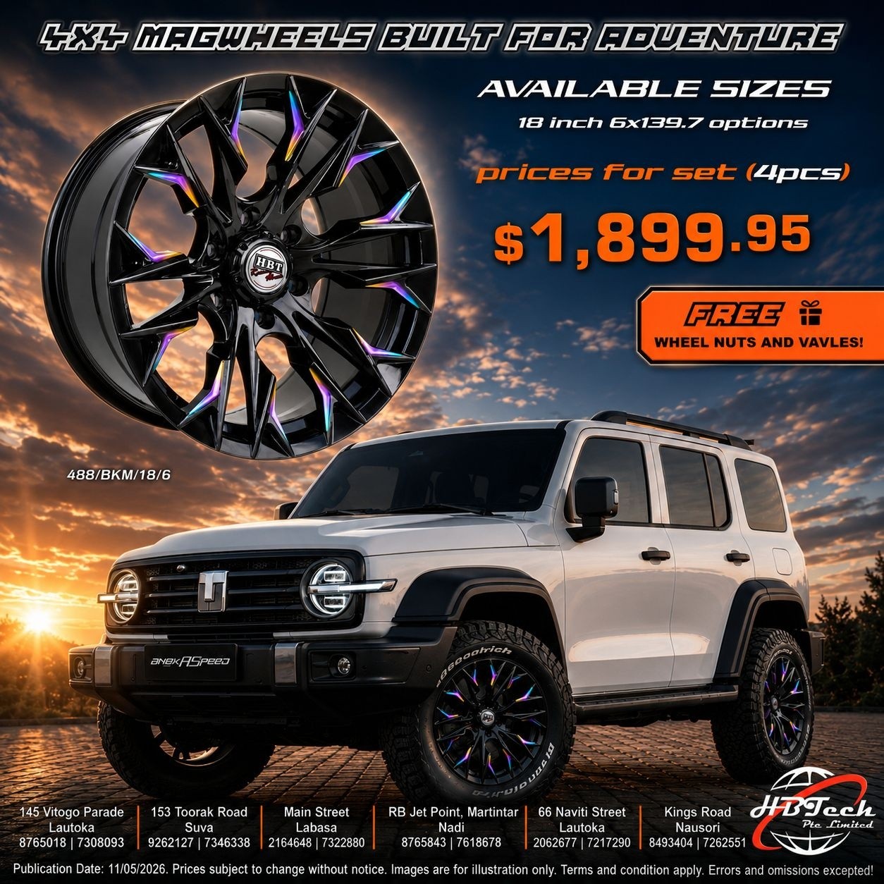 4XT Magwheels 18 Inch 6x139.7 - Black with Purple Accents