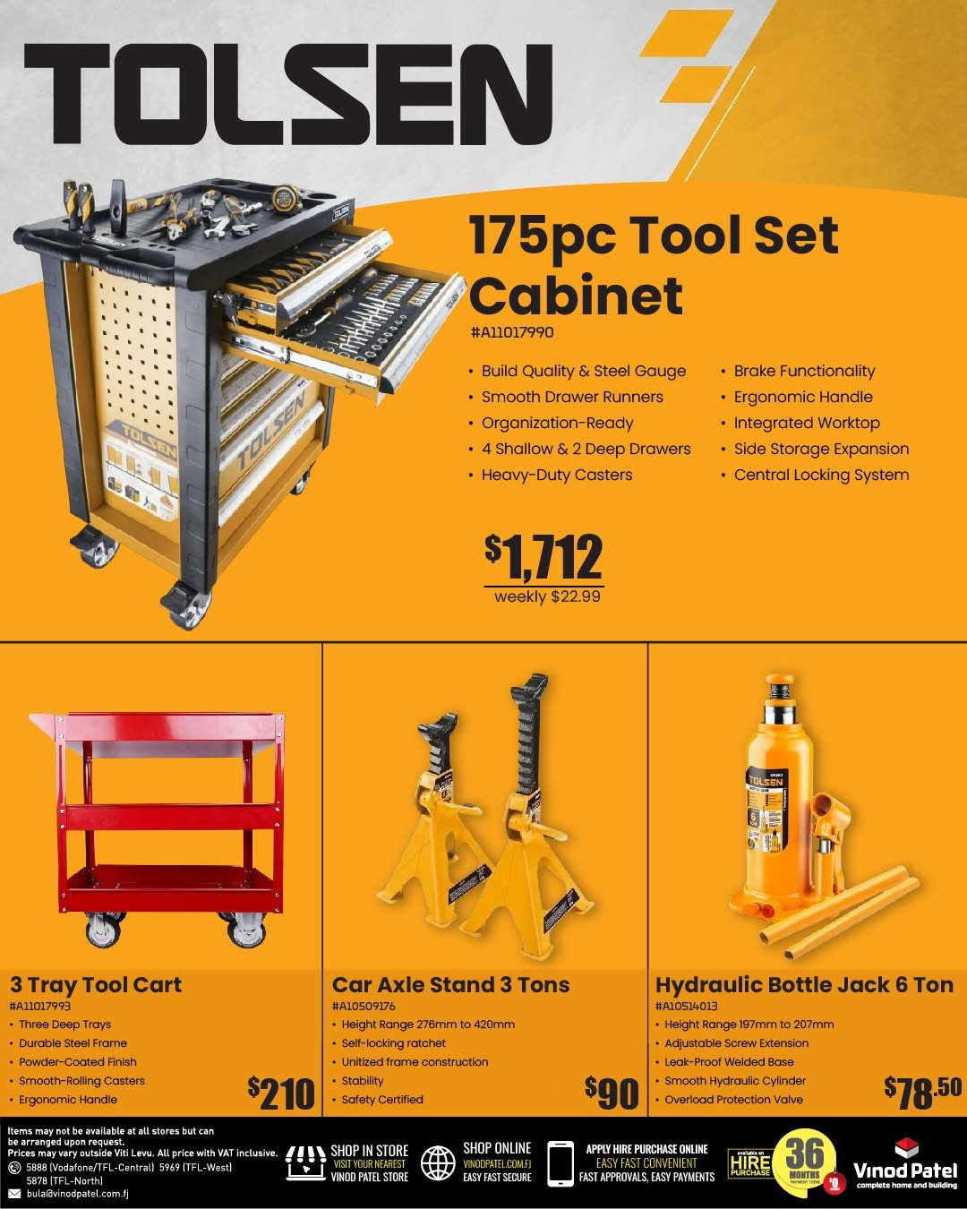 Tolsen 175pc Tool Set Cabinet & Accessories