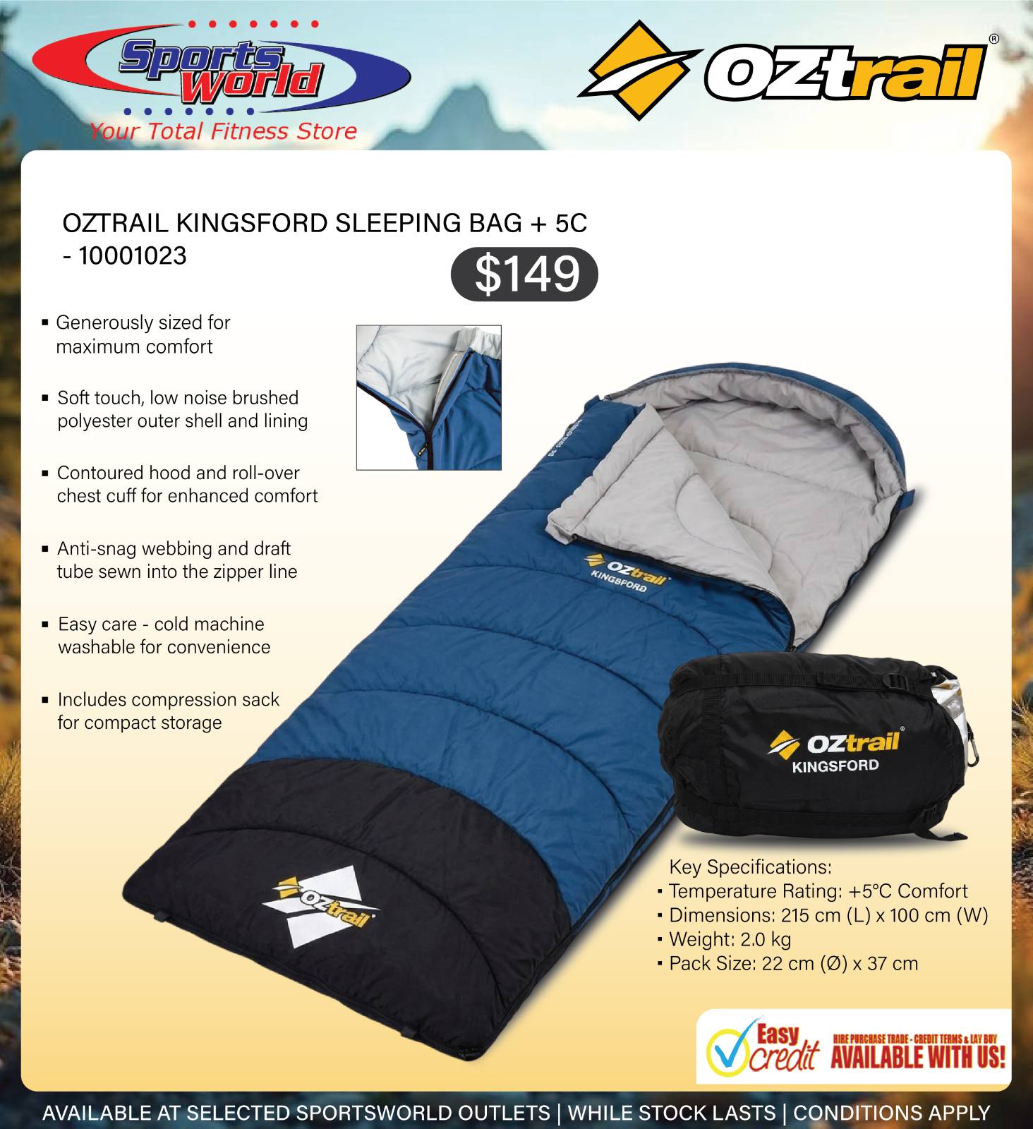 OZtrail Kingsford Sleeping Bag +5C
