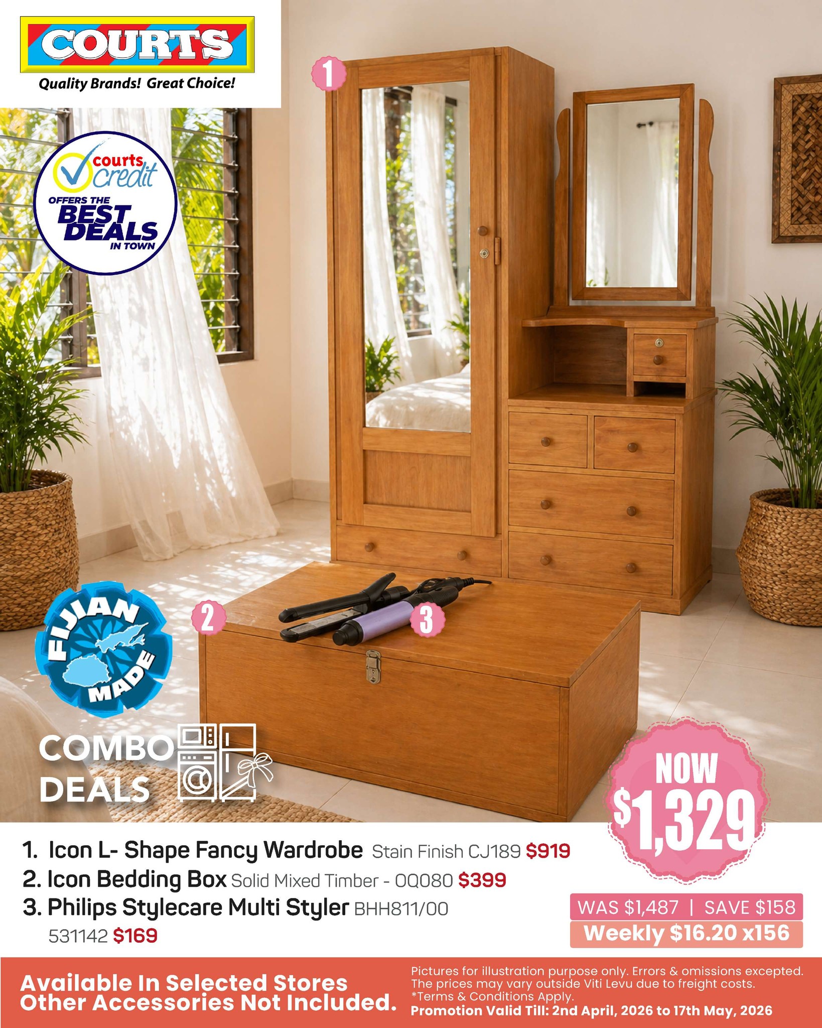Bedroom Combo Deal – Wardrobe, Bedding Box & Styler