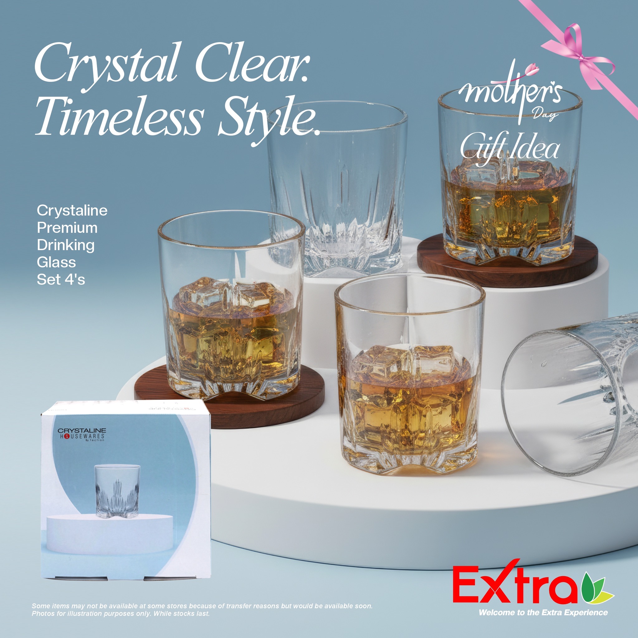 Crystaline Premium Drinking Glass Set 4's - $19.45set