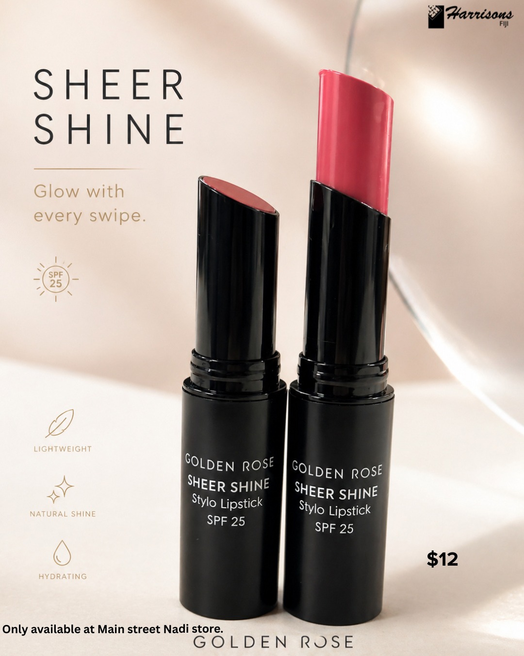 Golden Rose Sheer Shine Stylo Lipstick SPF 25