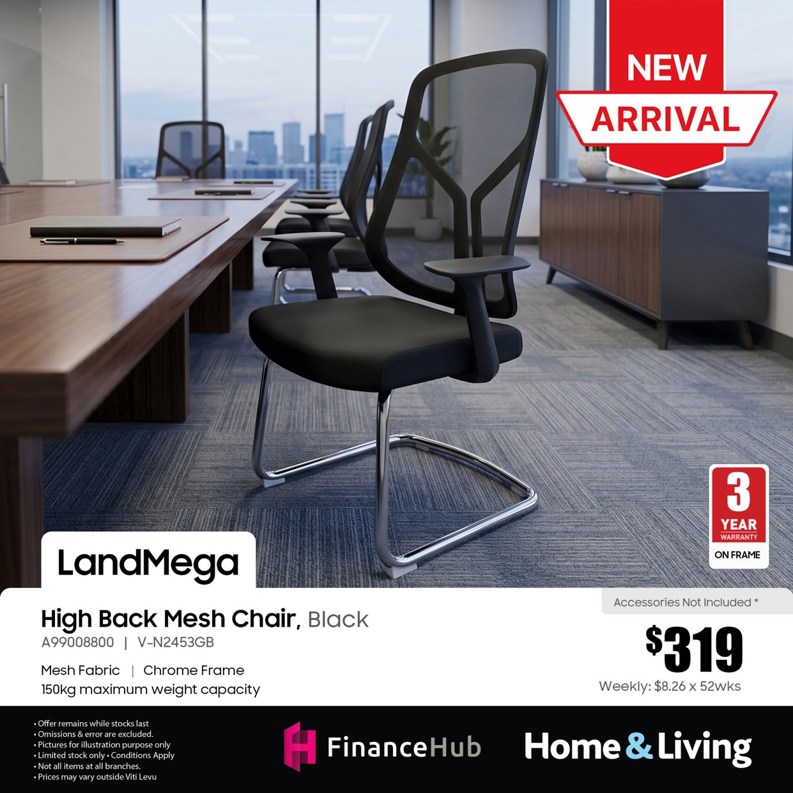 High Back Mesh Chair, Black