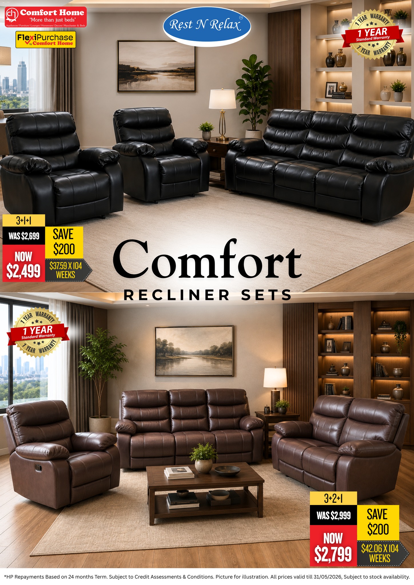 Comfort Recliner Sets - Rest N Relax Collection