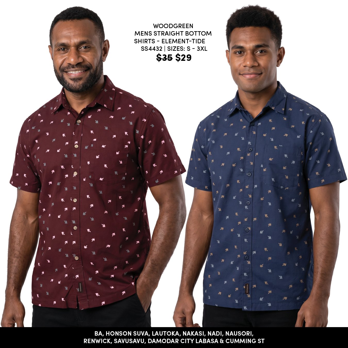 Woodgreen Mens Straight Bottom Shirts - Element-Tide