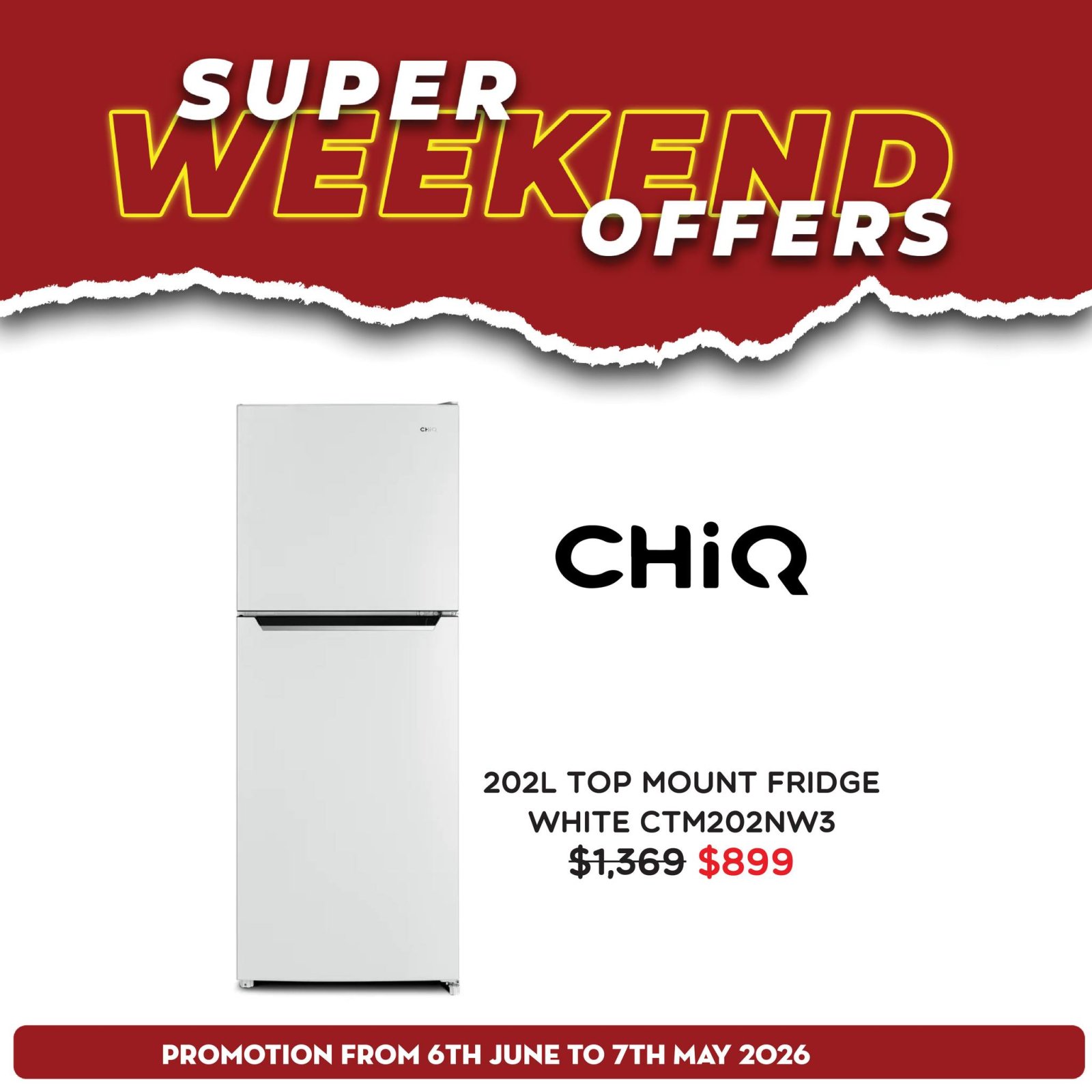 202L Top Mount Fridge White CTM202NW3