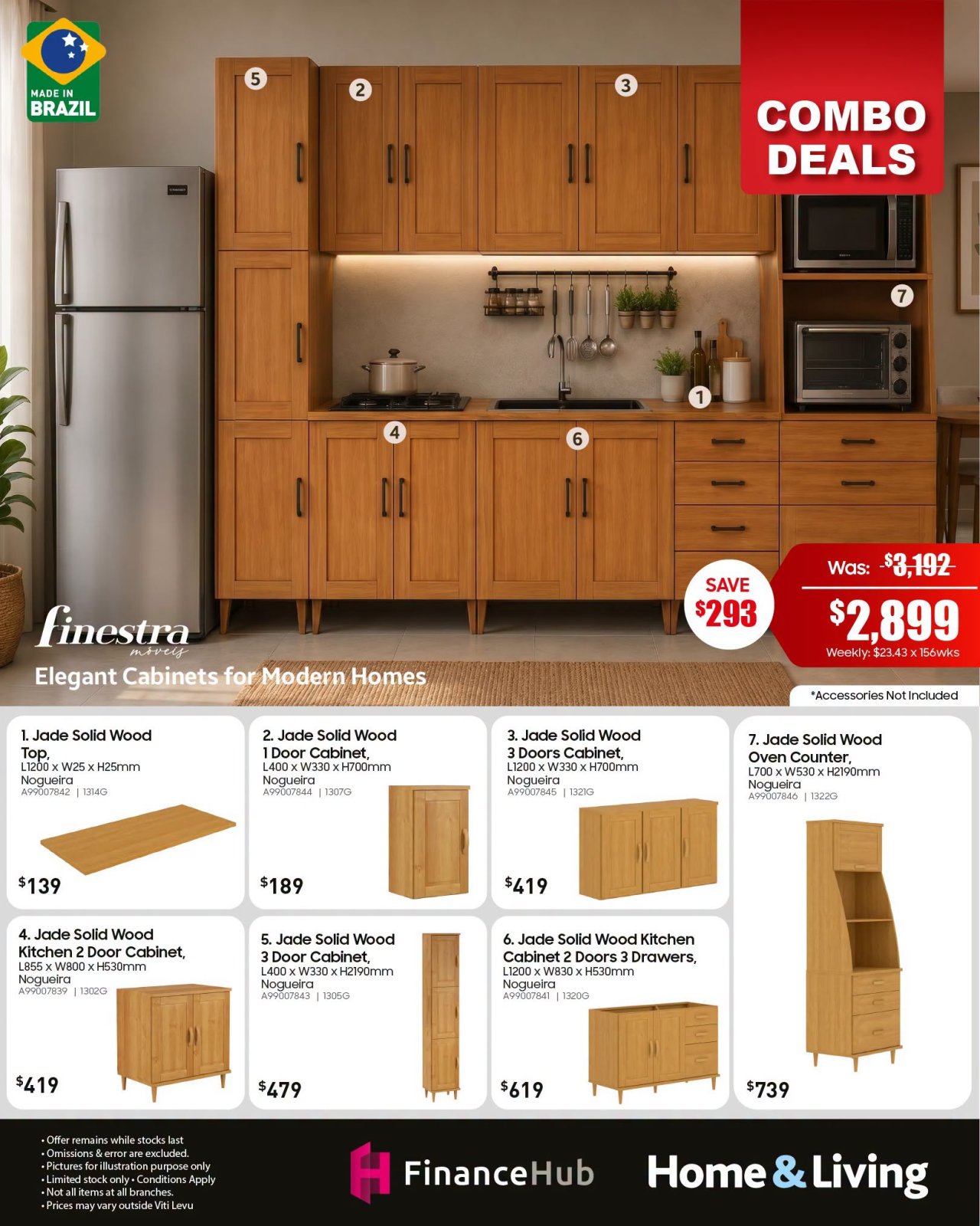Jade Solid Wood Kitchen Cabinets Combo Deal