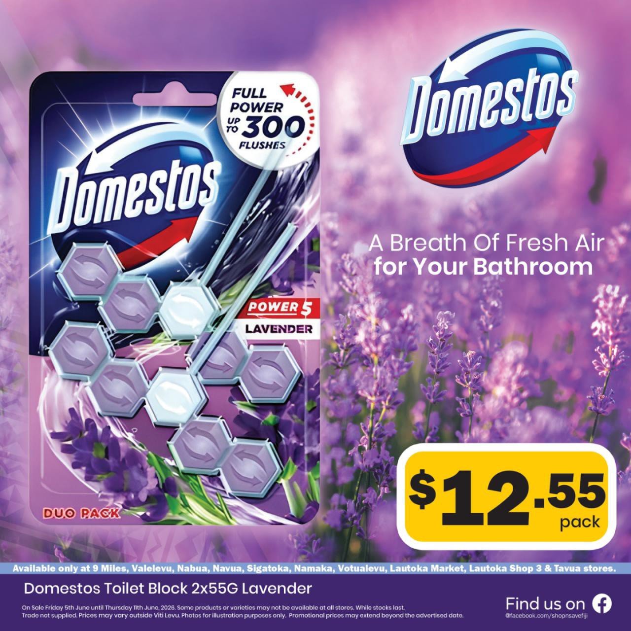 Domestos Toilet Block 2x55G Lavender