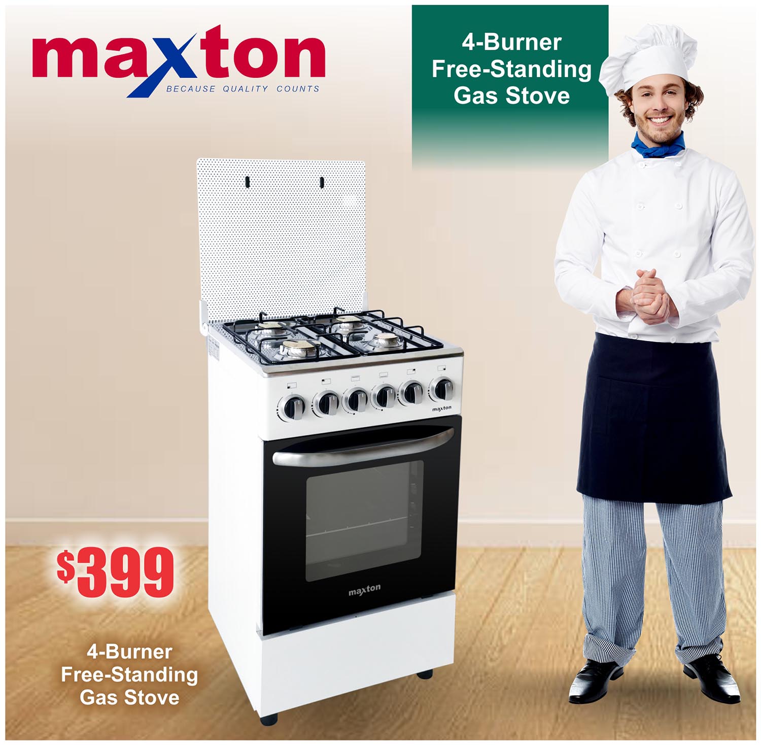 Maxton 4-Burner Free-Standing Gas Stove