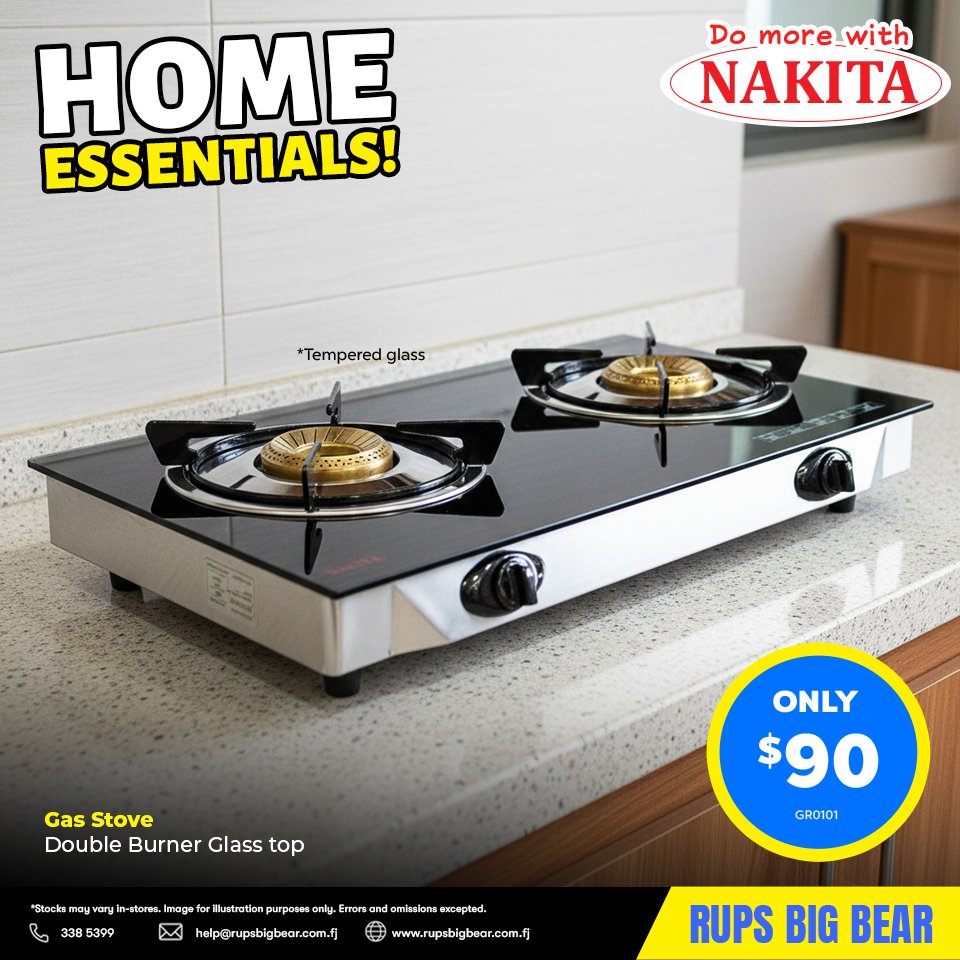 Gas Stove Double Burner Glass Top