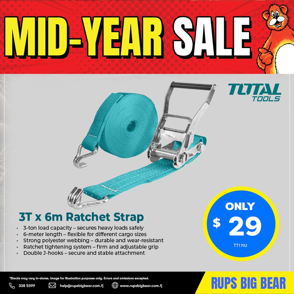 3T x 6m Ratchet Strap
