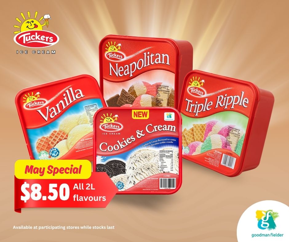 Tuckers Ice Cream 2L Tubs – May Special $8.50