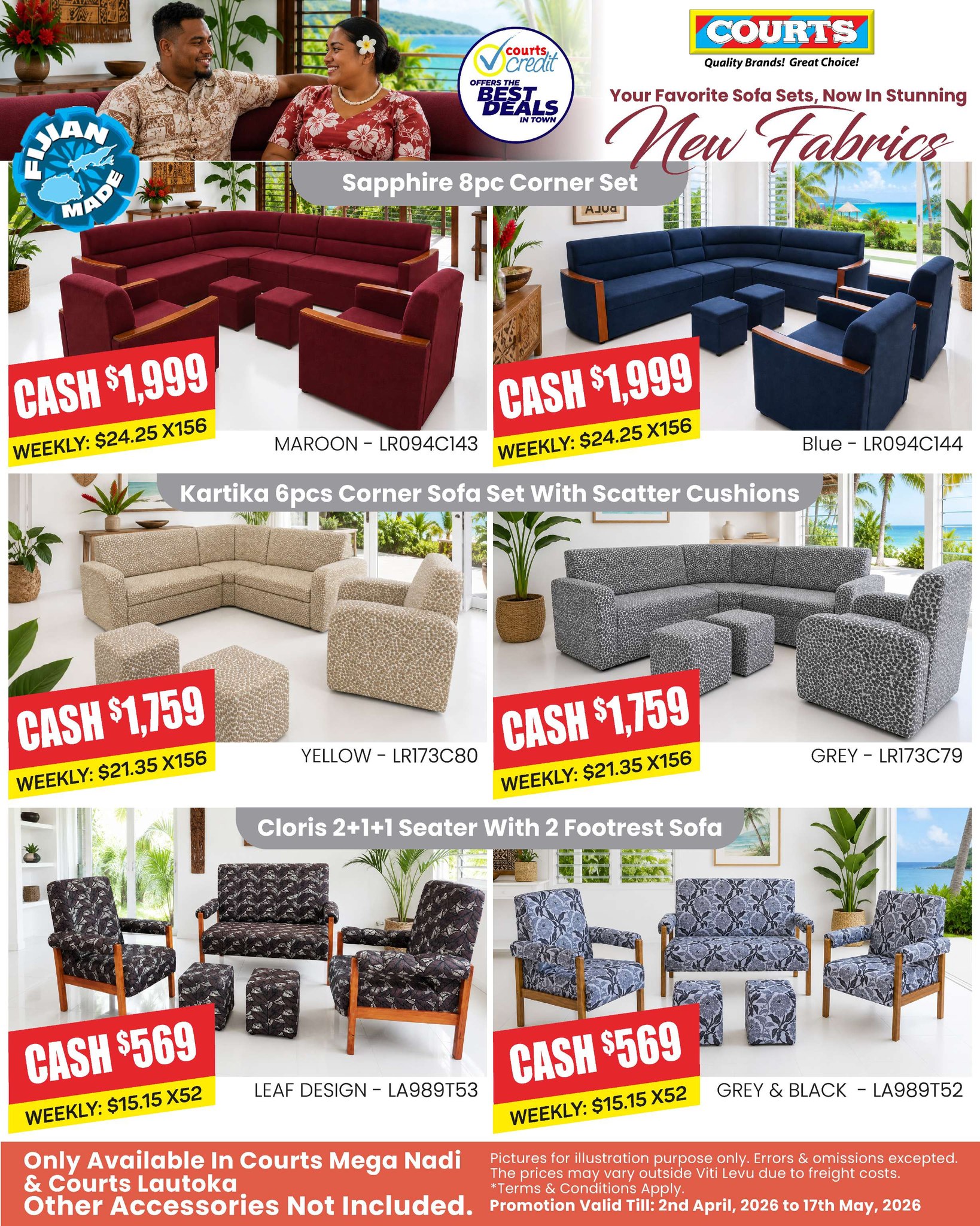 New Fabric Sofa Sets - Sapphire, Kartika & Cloris