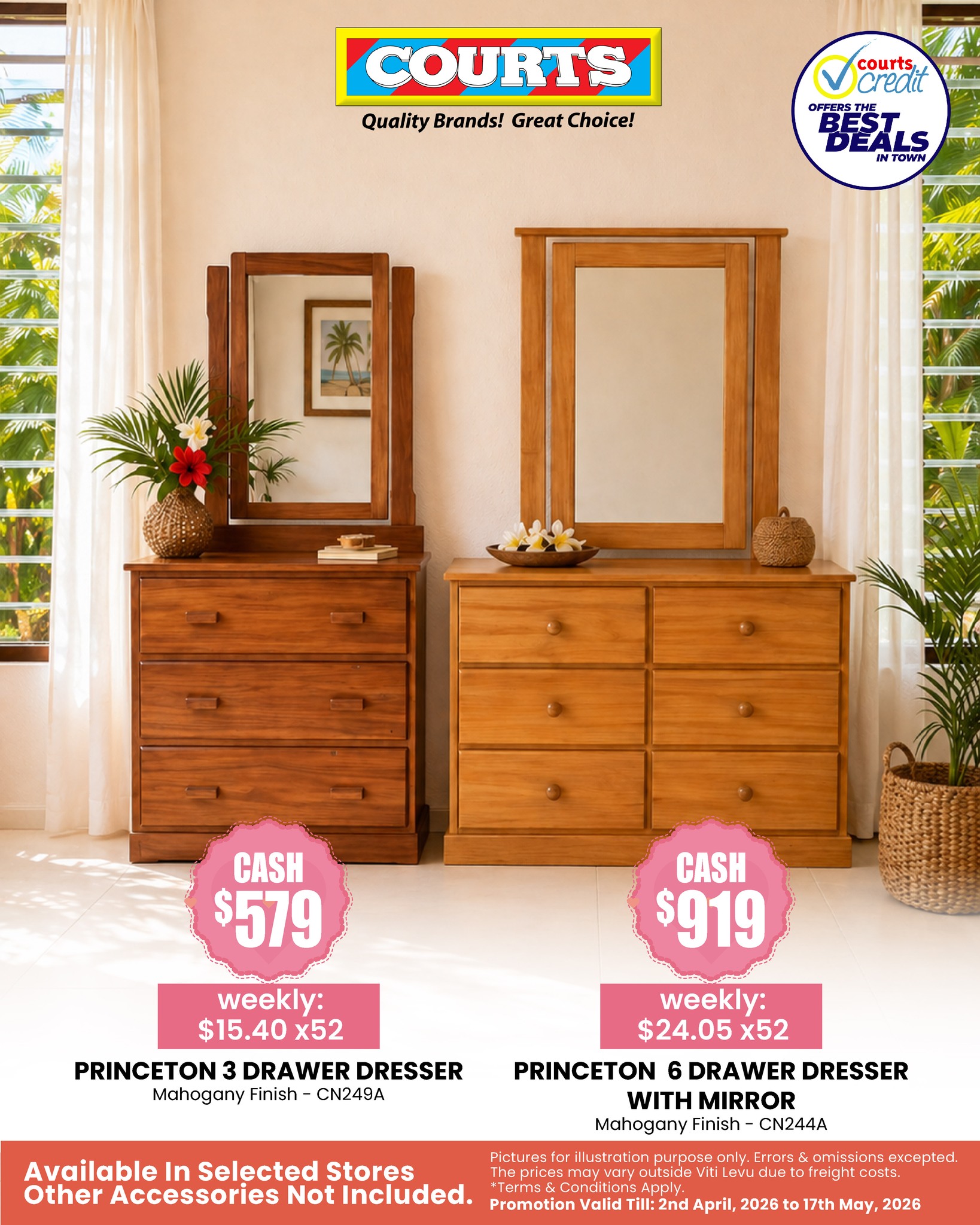 Princeton Mahogany Dressers with Mirror