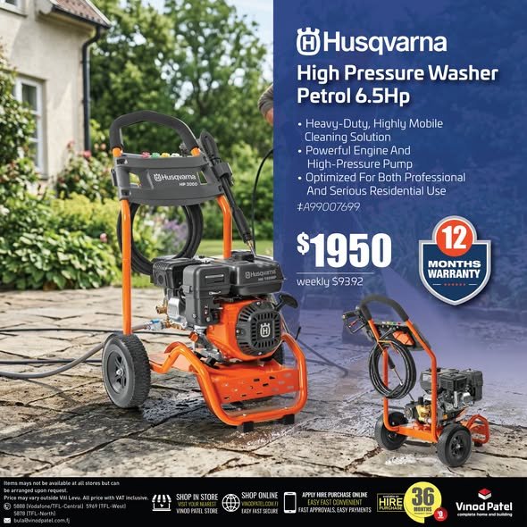 Husqvarna High Pressure Washer Petrol 6.5Hp