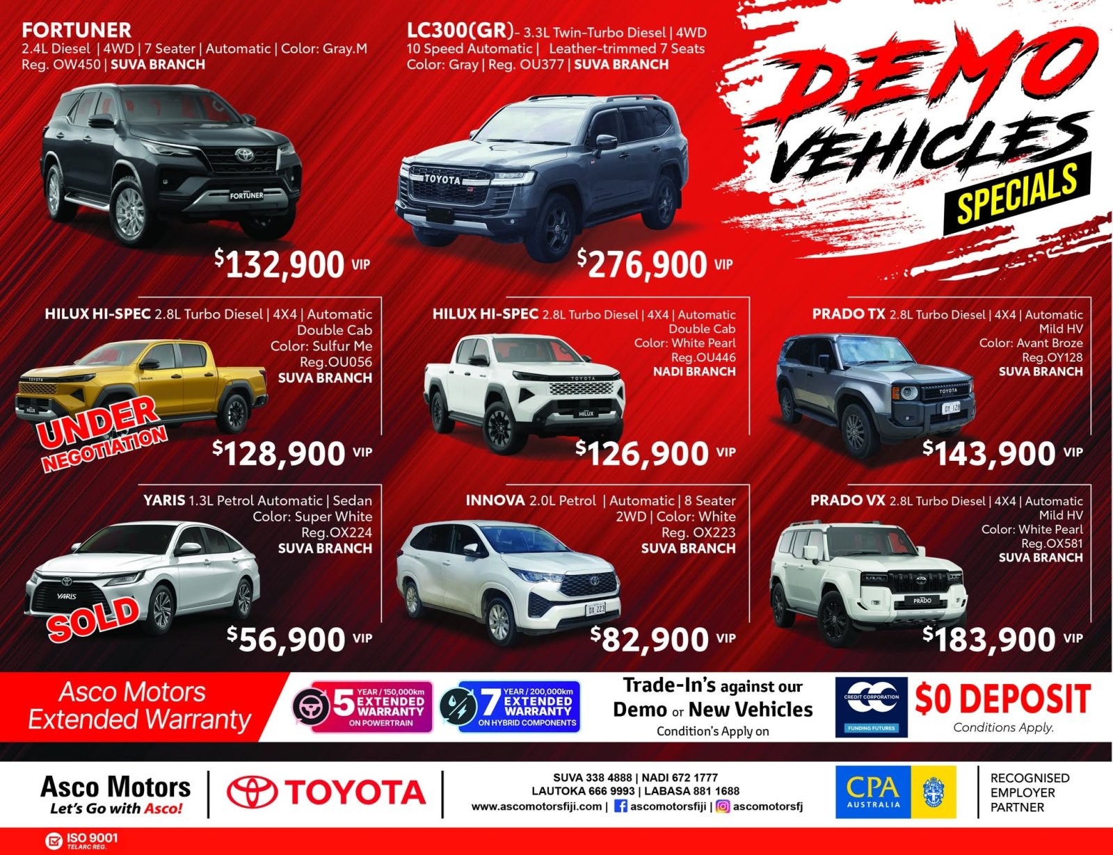 Demo Vehicles Specials