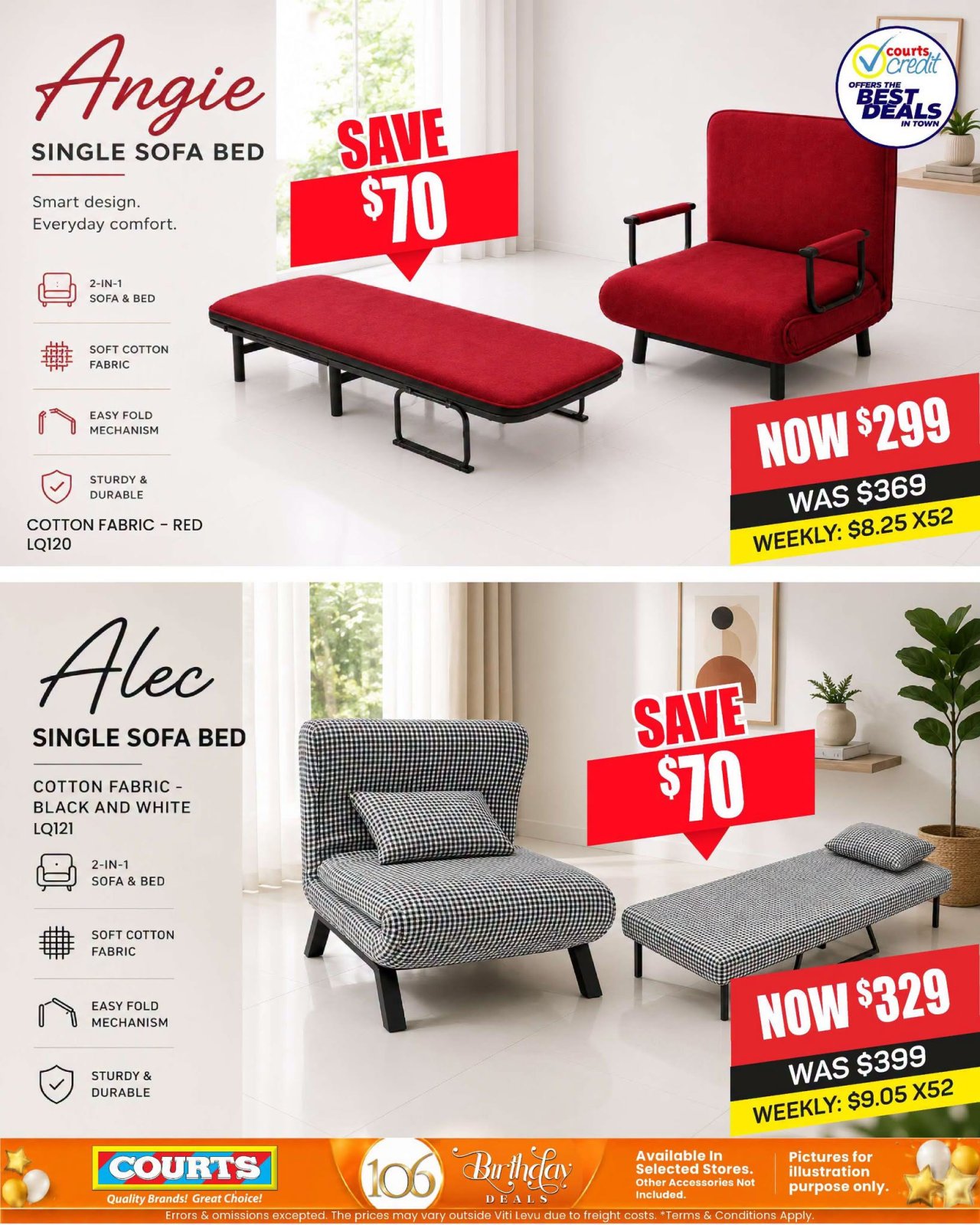 Angie & Alec Single Sofa Beds