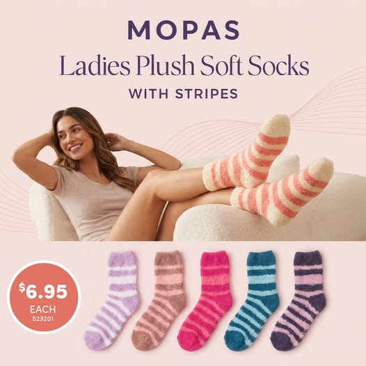 MOPAS Ladies Plush Soft Socks with Stripes