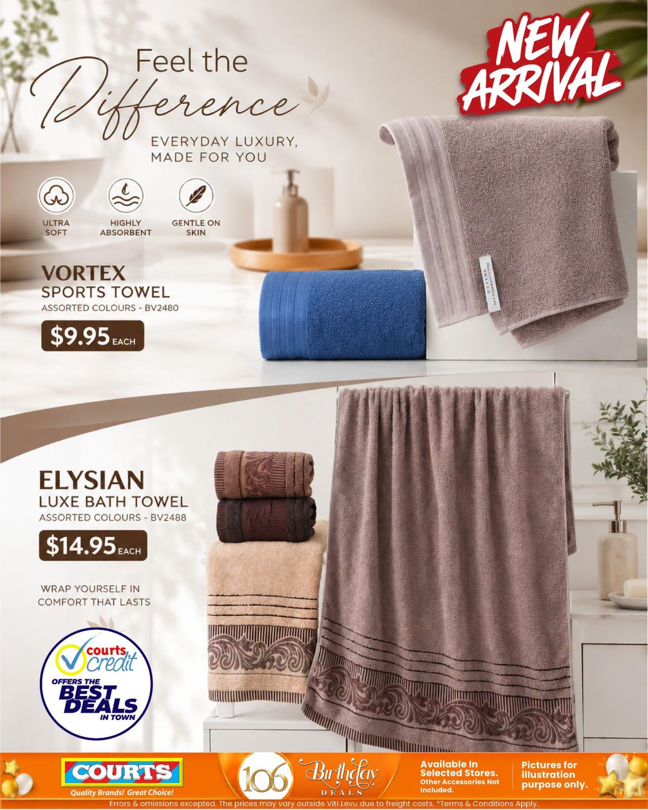 Vortex Sports Towel & Elysian Luxe Bath Towel