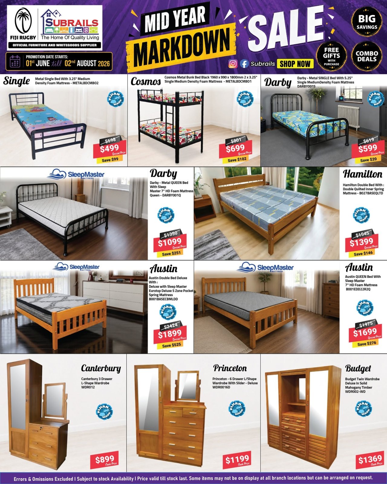 Mid Year Markdown Sale - Beds & Wardrobes