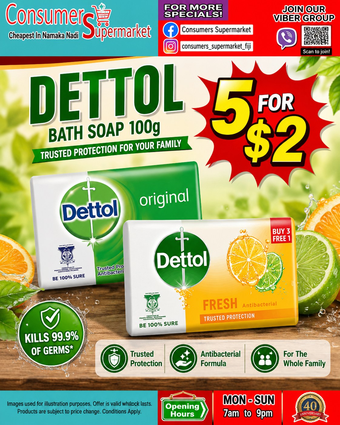 Dettol Bath Soap 100g — 5 for $2