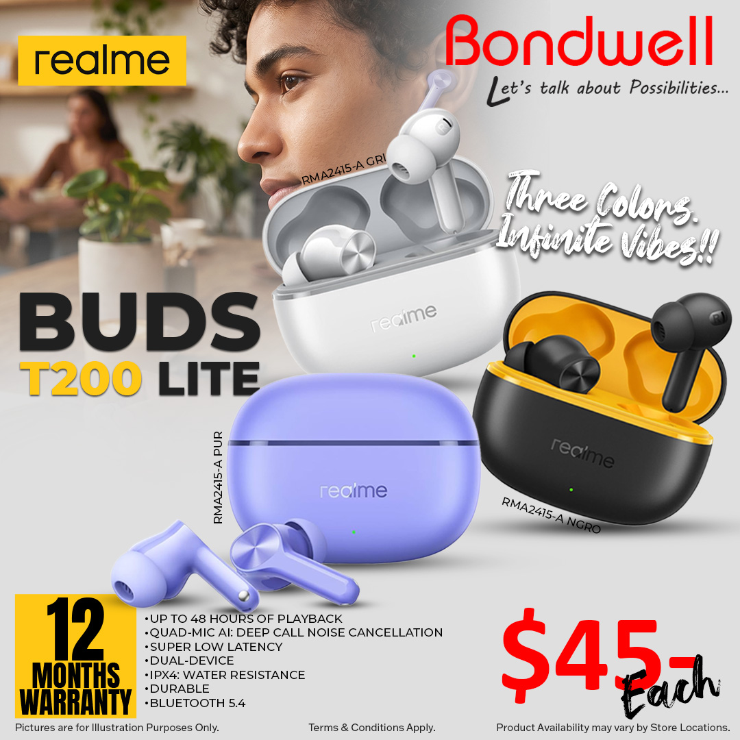 Realme Buds T200 Lite - Three Colors Available