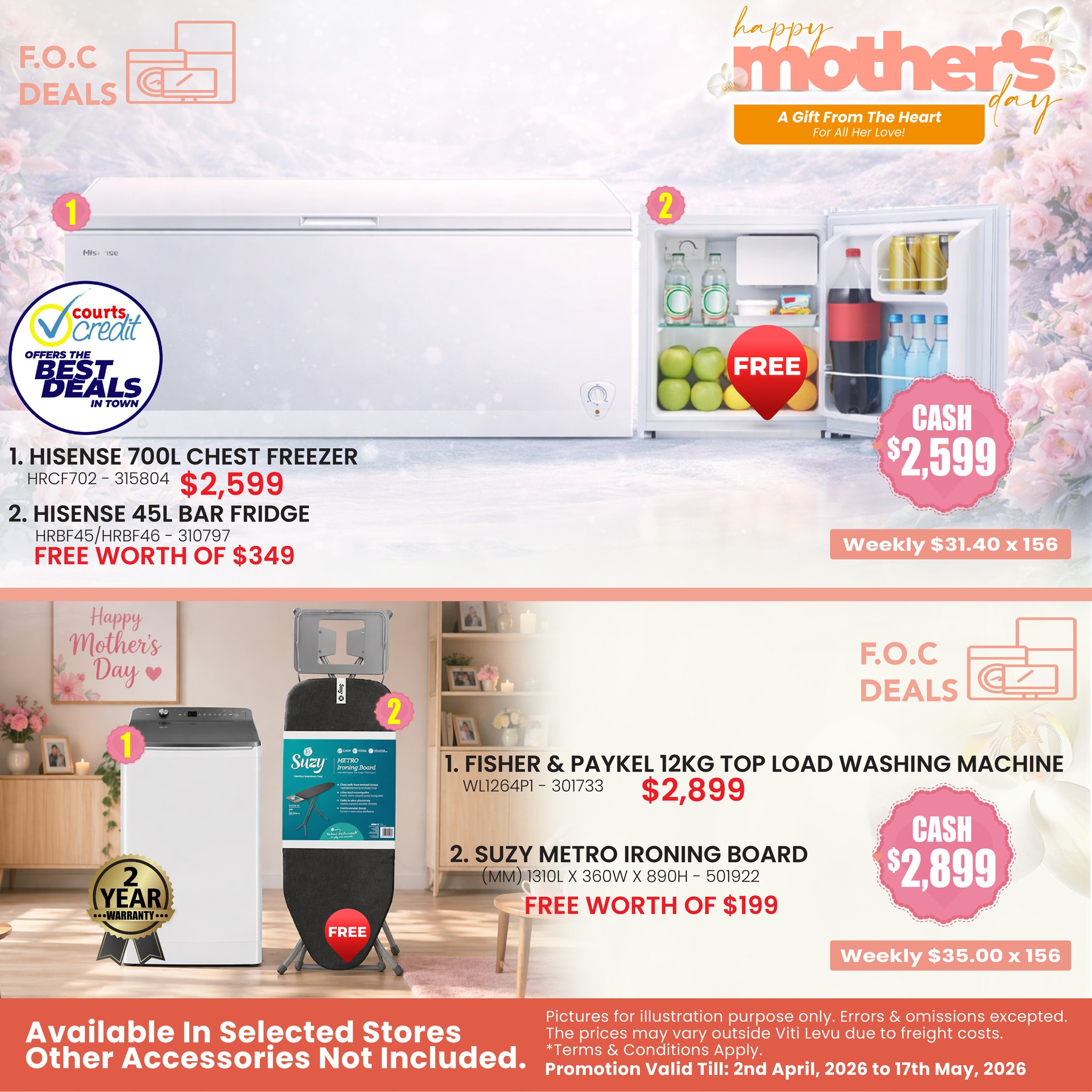 Mother's Day Appliance Deals – Freezer, Fridge & Washing Machine