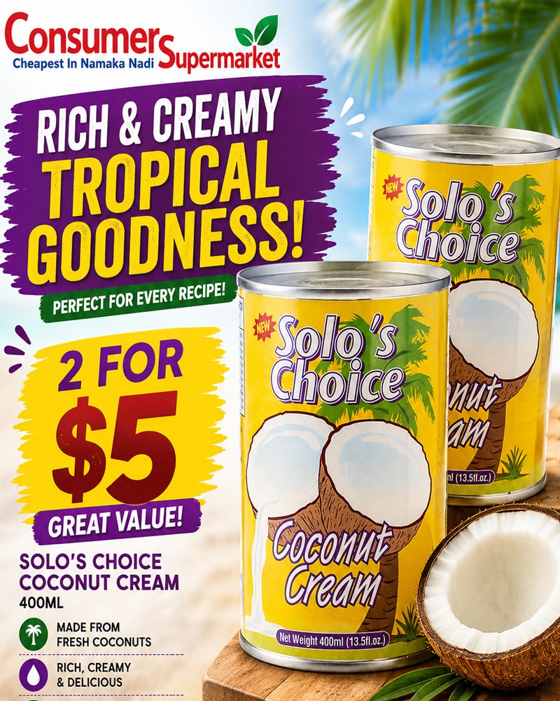 Solo's Choice Coconut Cream 400ml — 2 For $5
