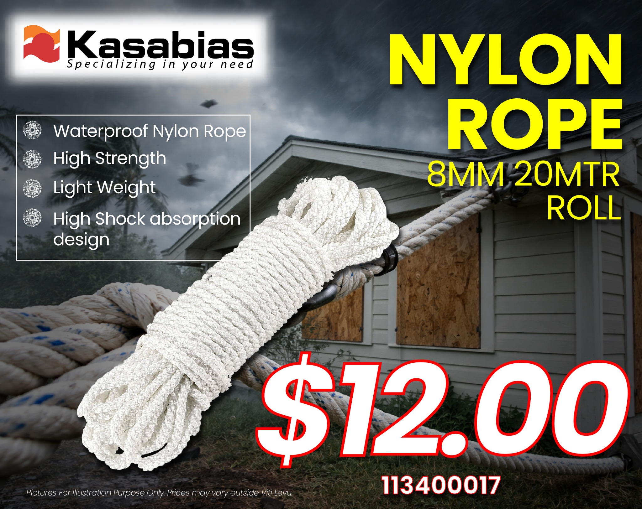 Nylon Rope 8MM 20MTR Roll