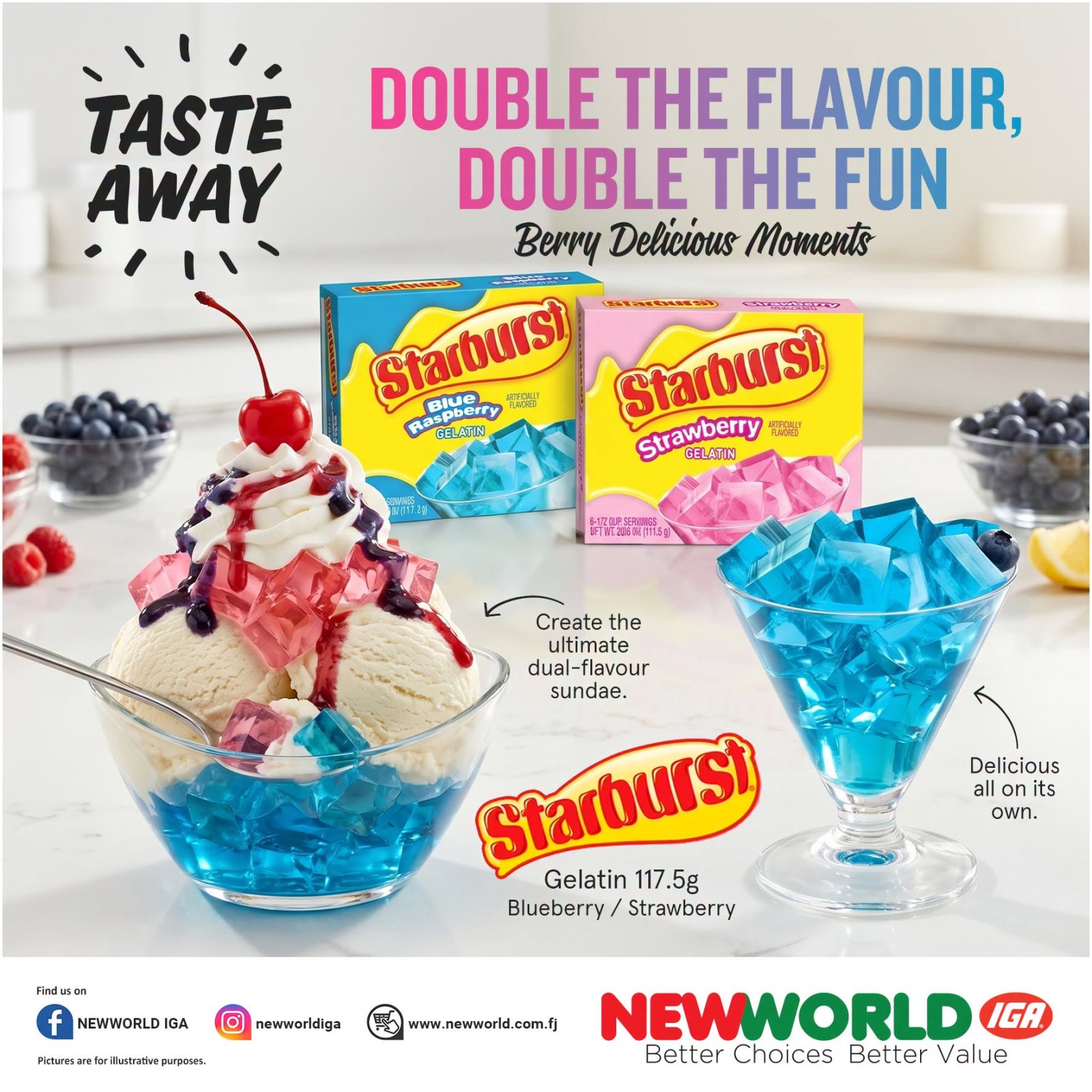 Starburst Gelatin – Double Flavour Sundae Promo