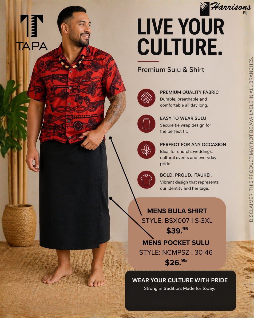 Men's Bula Shirt & Pocket Sulu