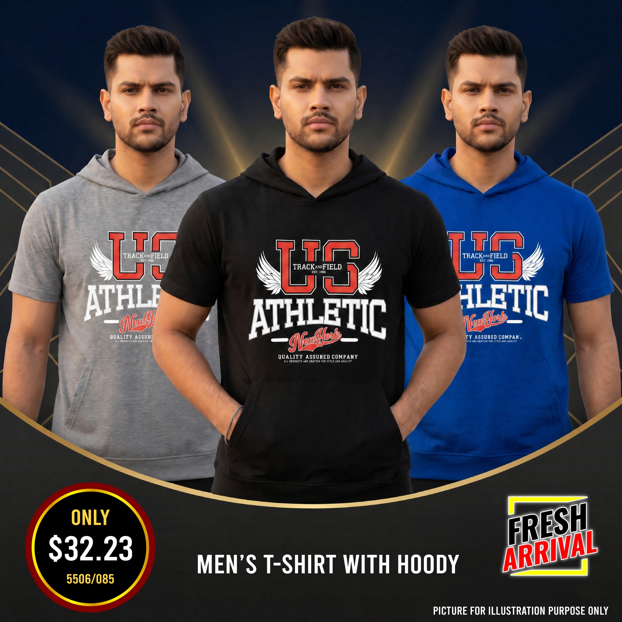 Men's T-Shirt with Hoody - US Athletic