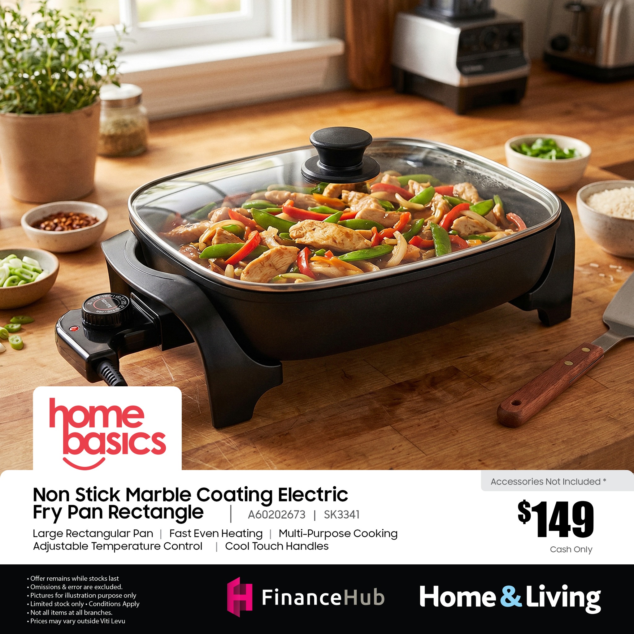 Non Stick Marble Coating Electric Fry Pan Rectangle