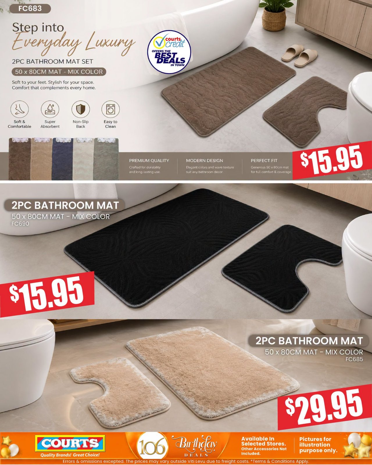 2PC Bathroom Mat Sets - Everyday Luxury