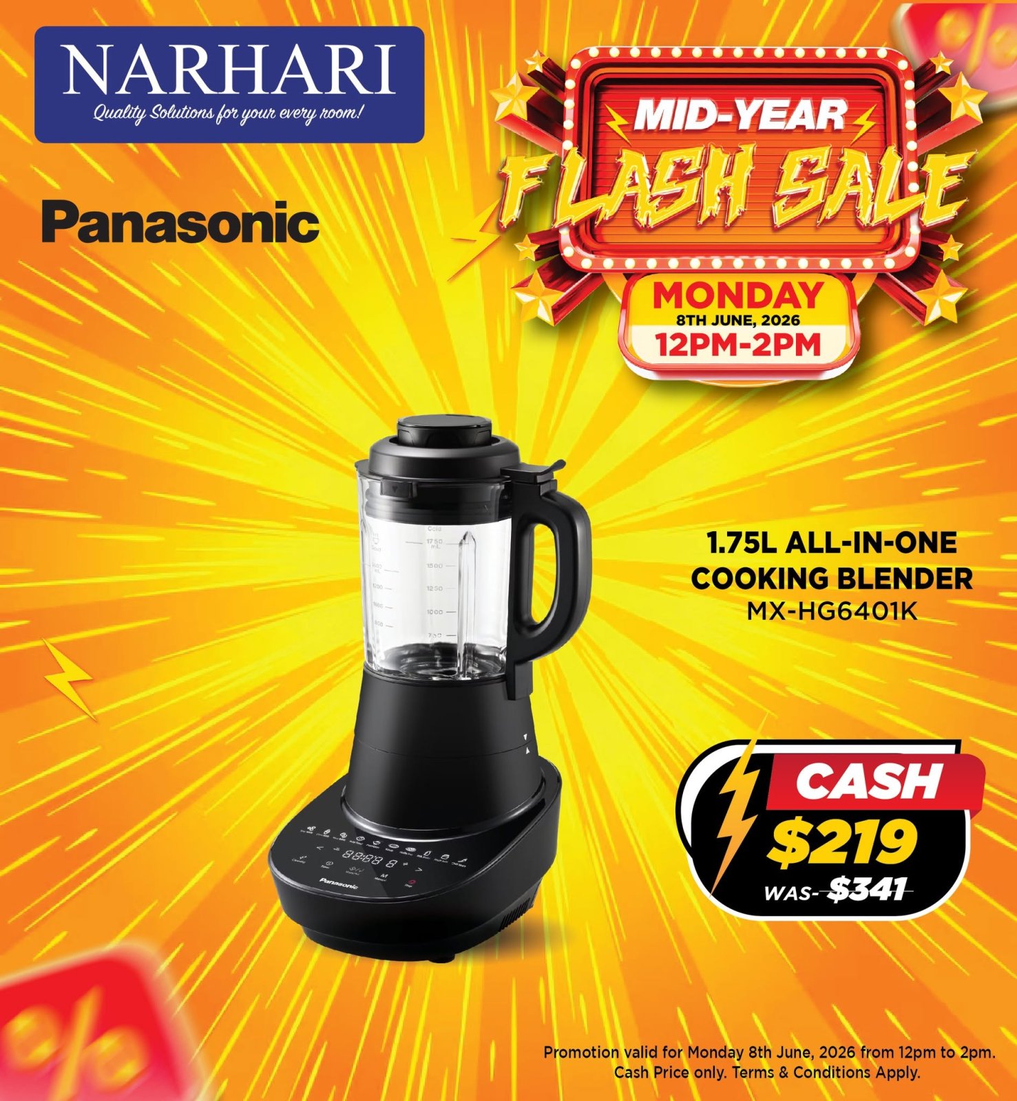 Panasonic 1.75L All-in-One Cooking Blender MX-HG6401K