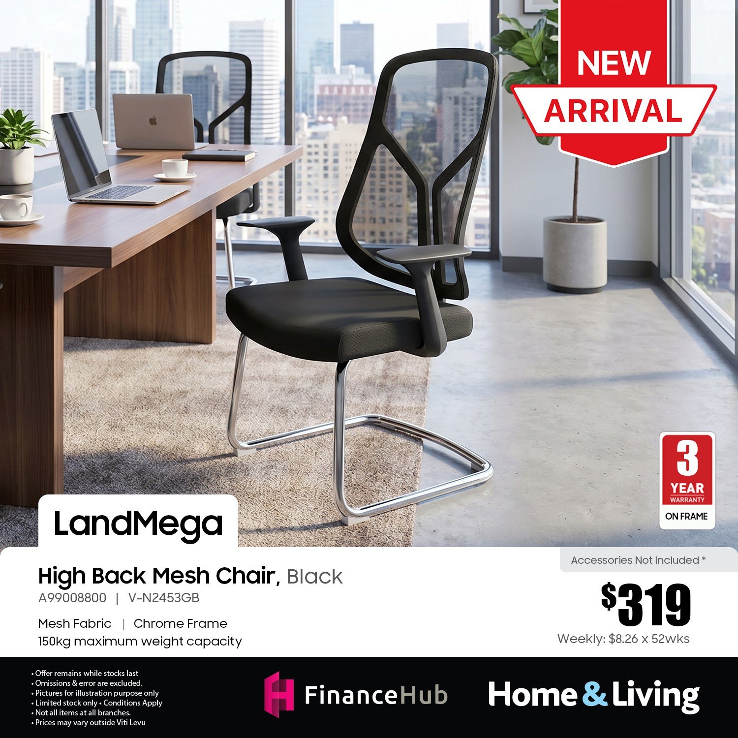 High Back Mesh Chair, Black