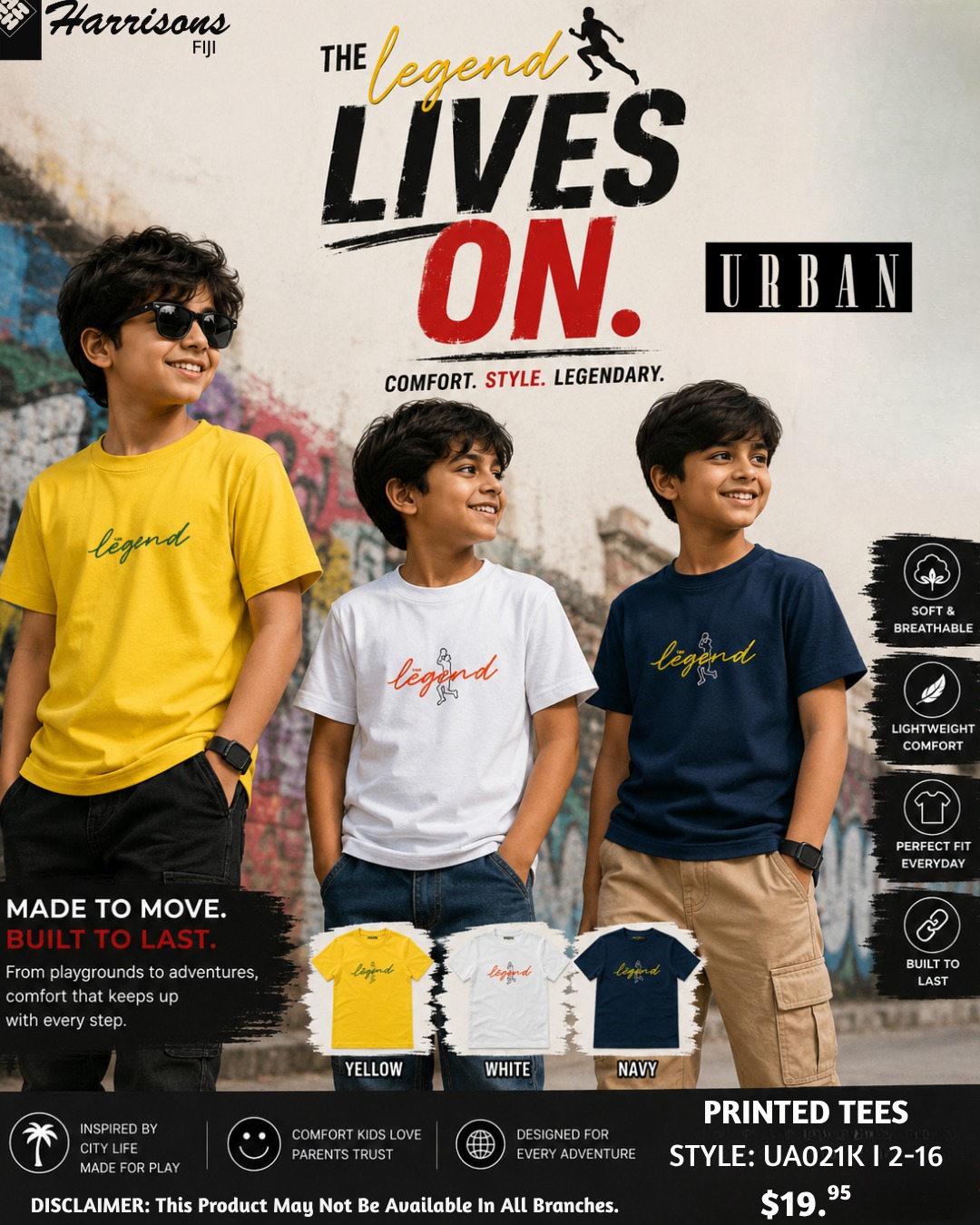 Kids Printed Tees - The Legend Lives On Urban Collection