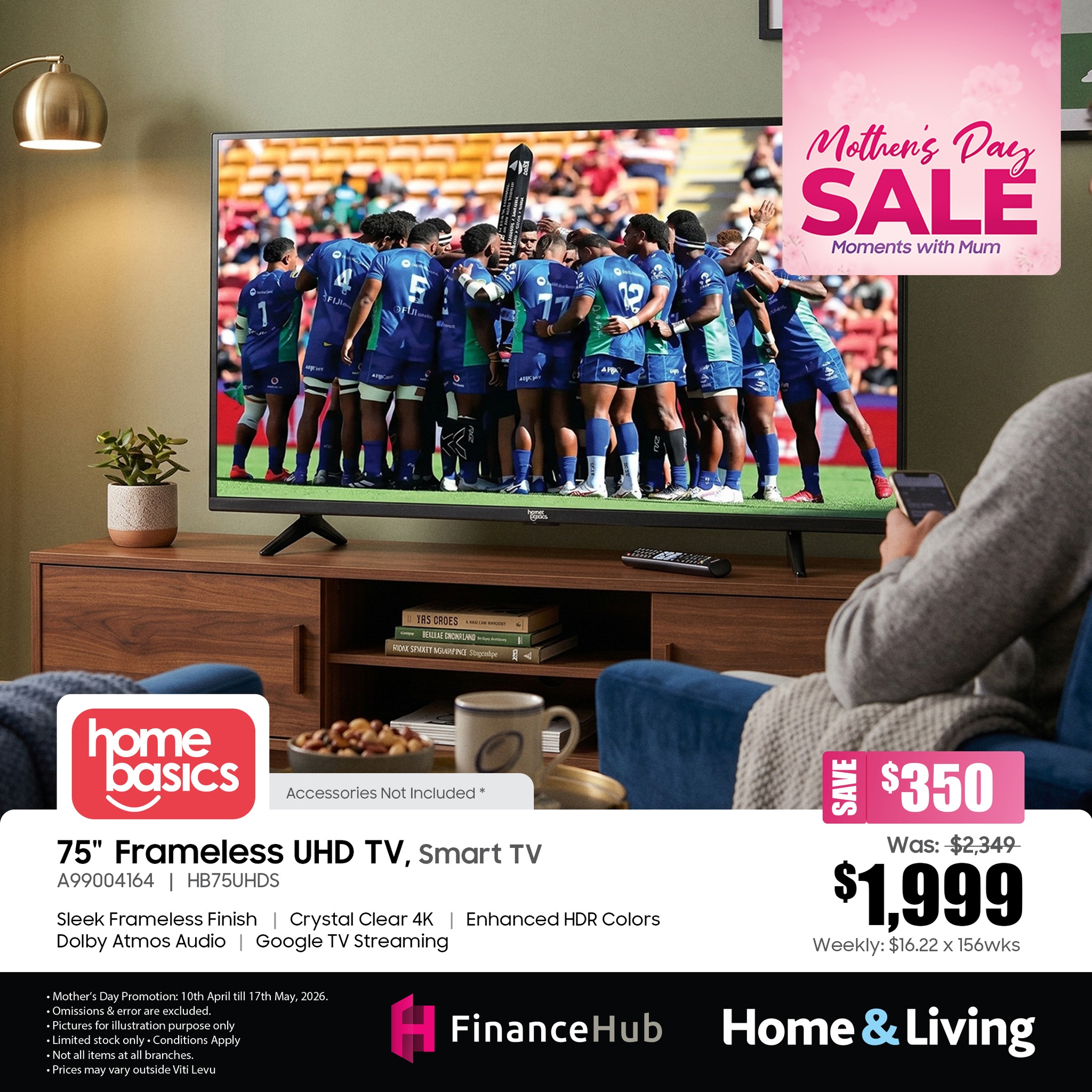 75" Frameless UHD TV, Smart TV
