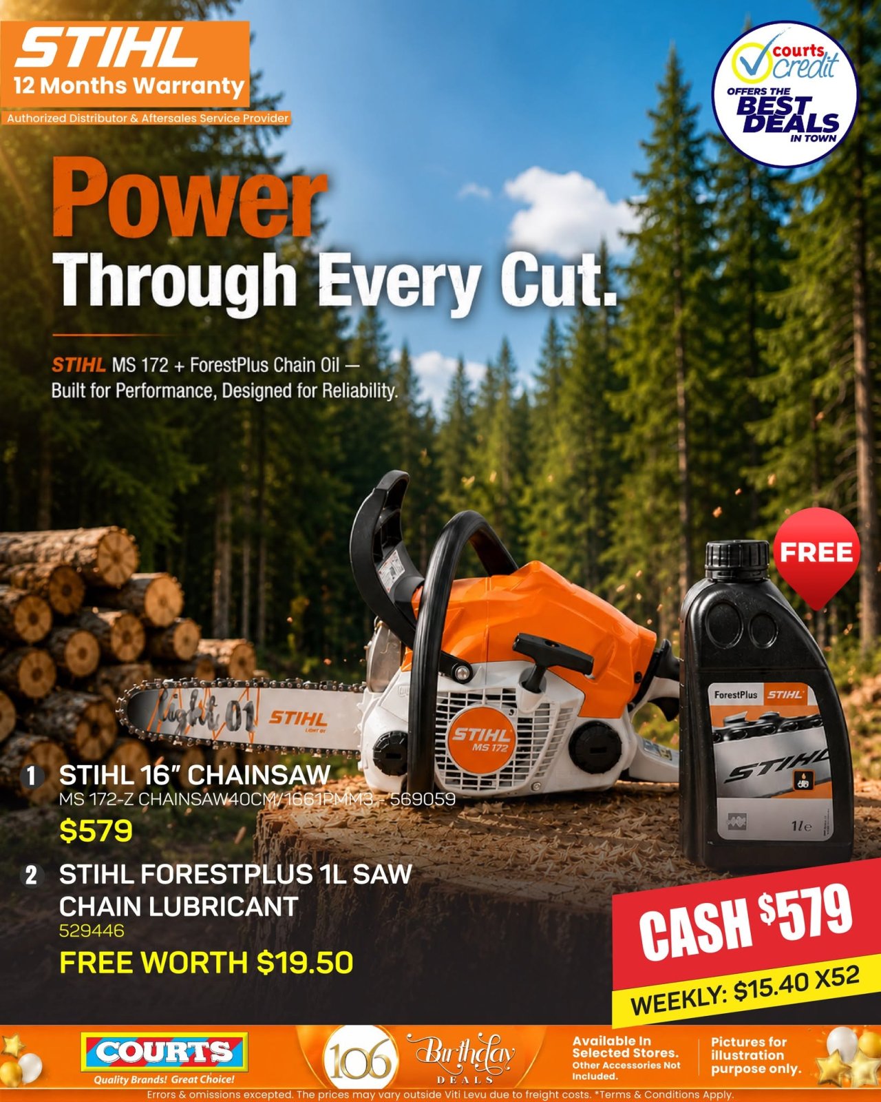 STIHL MS 172 Chainsaw + ForestPlus Chain Oil