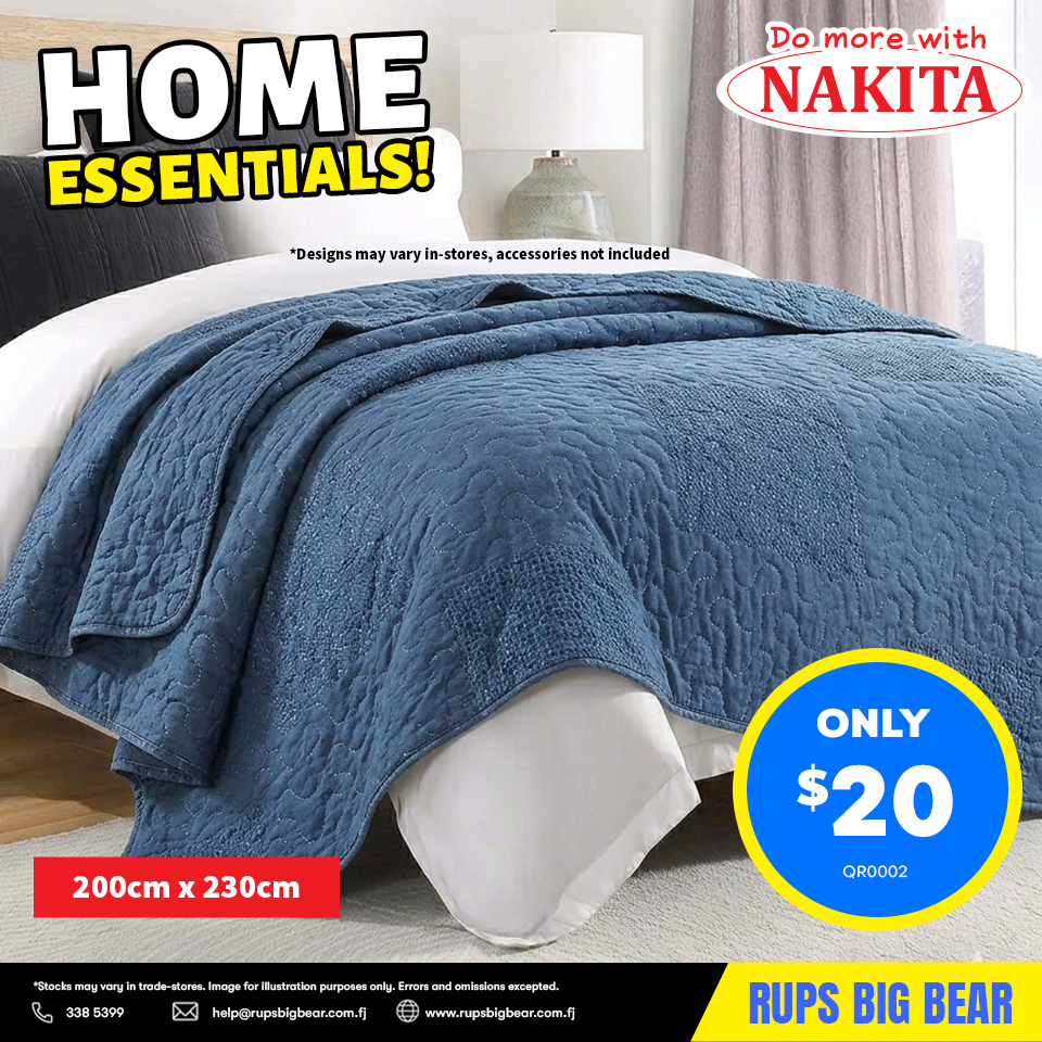 Blue Quilted Bedspread 200cm x 230cm