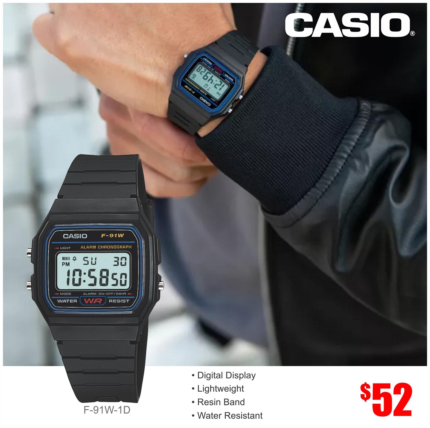 Casio F-91W-1D Digital Watch