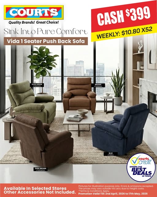 Vida 1 Seater Push Back Sofa