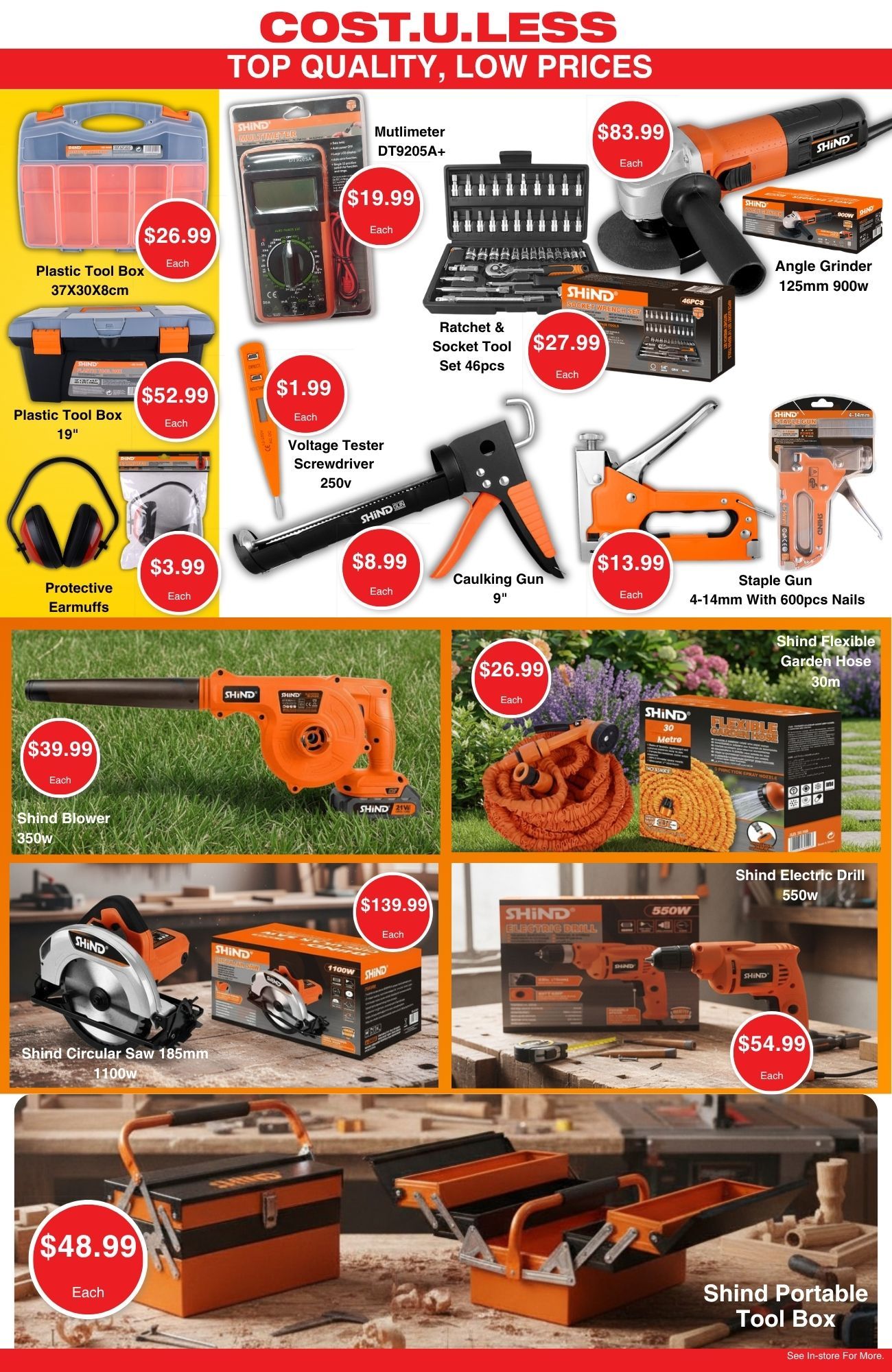 Cost.U.Less Tools & Equipment Range