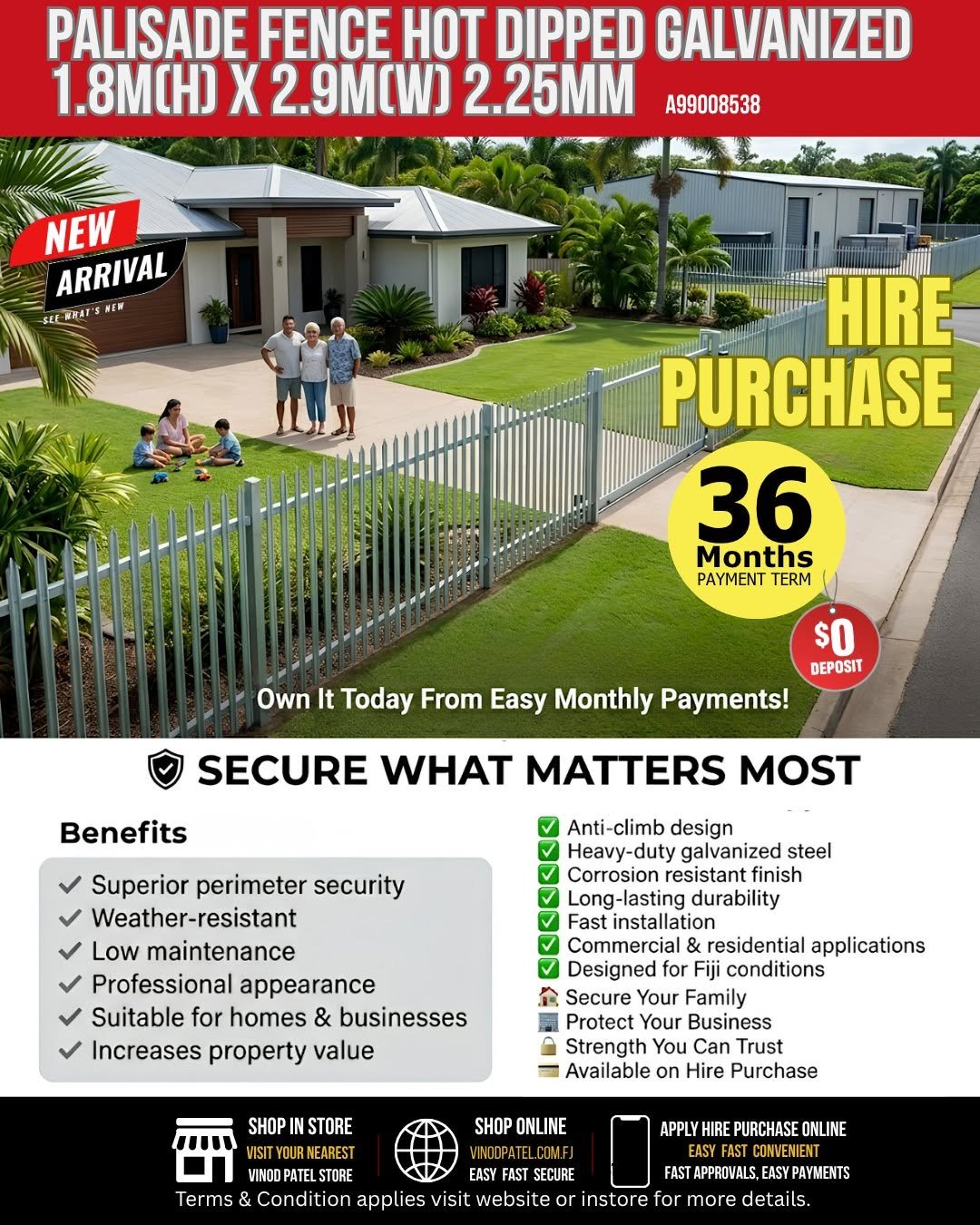 Palisade Fence Hot Dipped Galvanized