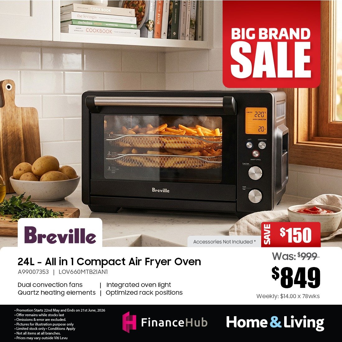 Breville 24L All in 1 Compact Air Fryer Oven